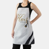 白エレガント黒大理石金ゴールド美容師 エプロン (インサイチュ)