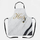 白エレガント黒大理石金ゴールド美容師 エプロン (正面)