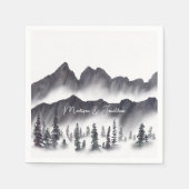 白エレガント黒山林素朴林 スタンダードカクテルナプキン (正面)