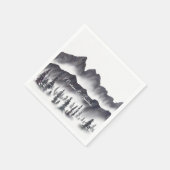 白エレガント黒山林素朴林 スタンダードカクテルナプキン (角)