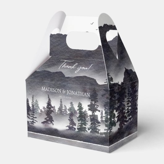 白エレガント黒山林結婚の フェイバーボックス (正面サイド)