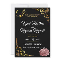 白エレガント黒幾何結婚花