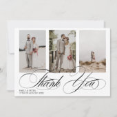白エレガント黒感謝していおら3写真結婚s サンキューカード (正面)