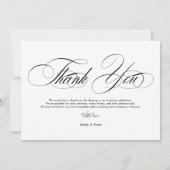 白エレガント黒感謝していおら3写真結婚s サンキューカード (裏面)