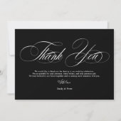白エレガント黒感謝していお前3写真結婚s サンキューカード (裏面)
