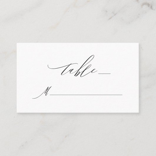 白エレガント黒文字モダンモノグラム結婚ズ プレイスカード (正面)