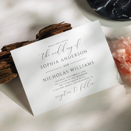 白エレガント黒書文字結婚 招待状