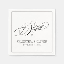 白エレガント黒書道結婚 スタンダードカクテルナプキン