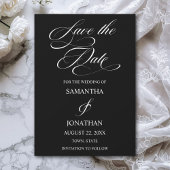 白エレガント黒書道結婚 セーブザデート