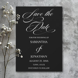 白エレガント黒書道結婚 セーブザデート