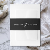 白エレガント黒書道結婚 招待状ベリーバンド