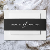 白エレガント黒書道結婚 招待状ベリーバンド