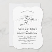 白エレガント黒書道結婚 招待状 (正面)