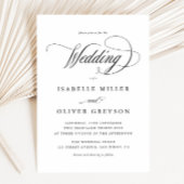 白エレガント黒書道結婚 招待状