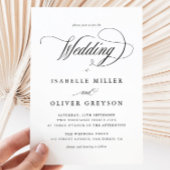 白エレガント黒書道結婚 招待状