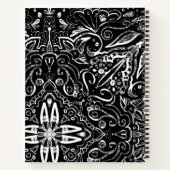 白エレガント黒曼荼羅投げピロデザイン ノートブック (裏面)