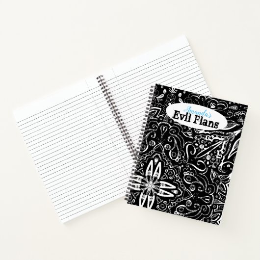 白エレガント黒曼荼羅投げピロデザイン ノートブック (内部)