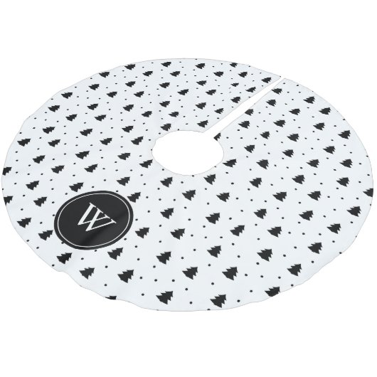 白エレガント黒松パーソナライズされた ブラッシュドポリエステルツリースカート (アングル)