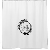白エレガント黒植物学科モノグラム シャワーカーテン (正面)