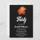 白エレガント黒紅葉30歳 招待状 (正面)