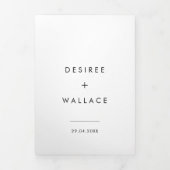 白エレガント黒結婚の写真 三つ折り招待状 (カバー)