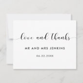 白エレガント黒結婚サンキューカード サンキューカード (正面)