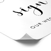 白エレガント黒署名を結婚願う ポスター (角)