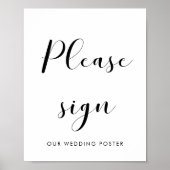 白エレガント黒署名を結婚願う ポスター (正面)