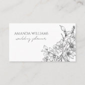 白エレガント黒花QRコード 名刺 (正面)