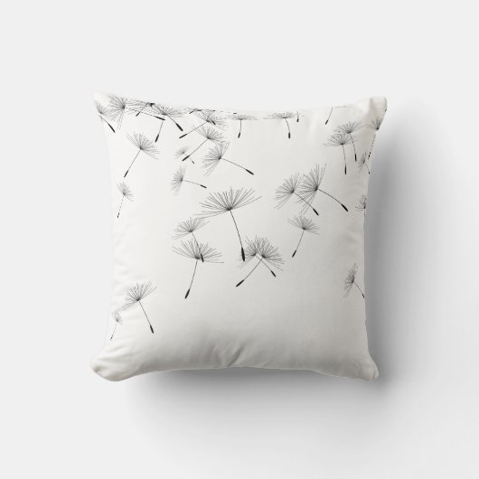 白エレガント黒落ちタンポポ用クッション クッション (正面)