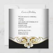 白エレガント黒金ゴールドダイヤモンドイメージ 招待状 (裏面)