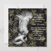 白エレガント黒金ゴールドマスカレードパーティー 招待状 (裏面)