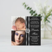 白エレガント黒銀写真キンセアニェラ 招待状 (スタンド正面)