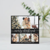 白エレガント黒4枚の写真コラージュクリスマス シーズンカード (スタンド正面)