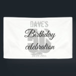 白エレガント50パーソナライズされたth Any Birthday Party 横断幕<br><div class="desc">白、黒、灰色50歳パーソナライズされた誕生日パーティバナー</div>