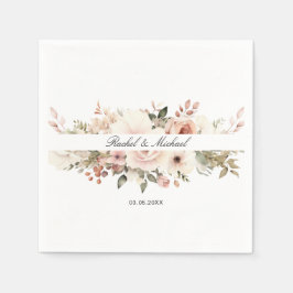 白エレガント，パステル，花束 スタンダードカクテルナプキン