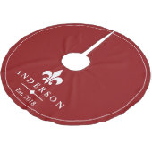 白エレガント(紋章の)フラ・ダ・リと赤 |パーソナライズされた | ブラッシュドポリエステルツリースカート (アングル)