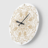 白エレガント&金ゴールドマンダラハンドドローデザイン ラージ壁時計 (傾斜)