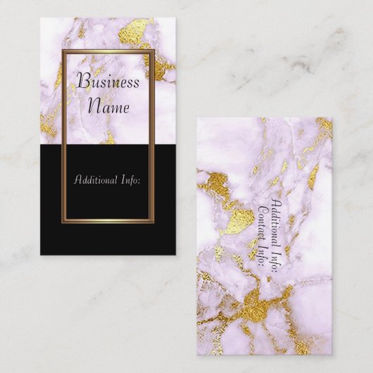 白エレガント&金ゴールド大理石名刺2 名刺 (正面/裏面)