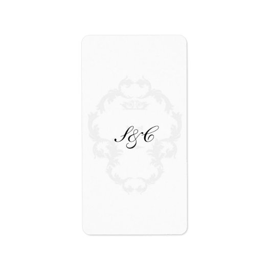 白エレガント/銀結婚ハーシーのミニチュア ラベル (正面)