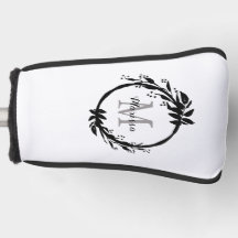 白エレガント&黒モノグラム名リース