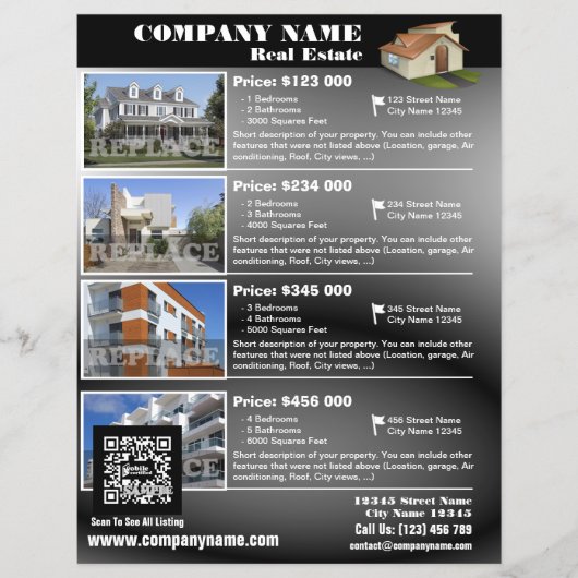 白エレガントQRコード付きフライヤー(QR452) チラシ (正面)