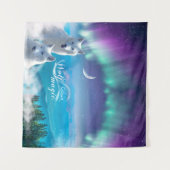 白オオカミのペア - オーダーメイド タペストリー (正面(横))