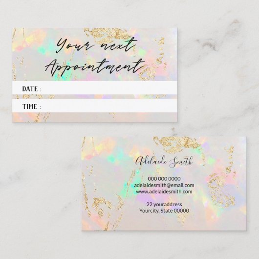 白オパール質写真アポイントメントカード 名刺 (正面/裏面)