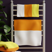 白オモダンレンジ黄ストライプの浴用タオルセット バスタオルセット