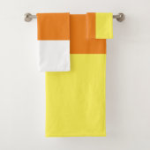白オモダンレンジ黄ストライプの浴用タオルセット バスタオルセット (インサイチュ)