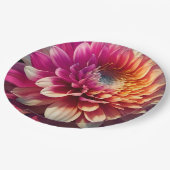 白オレンジイエローピンクパープルブルーダリア花 ペーパープレート (アングル)