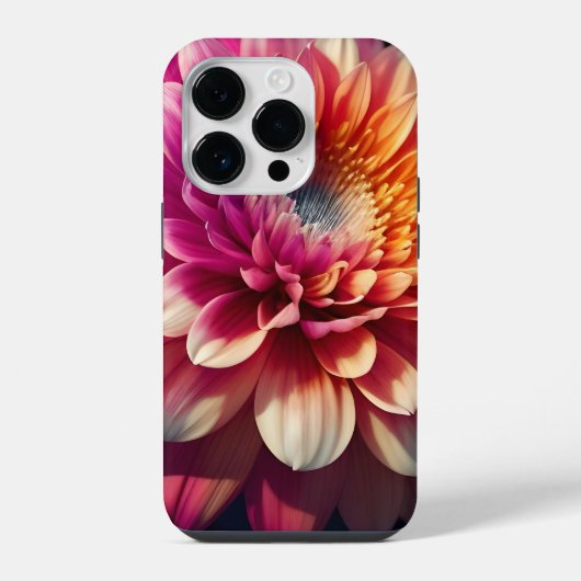 白オレンジイエローピンクパープルブルーダリア花 iPhoneケース (裏面)