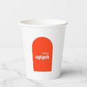 白オレンジカラー無地のプレーンAqiqah赤ちゃんシャワー 紙コップ (正面)