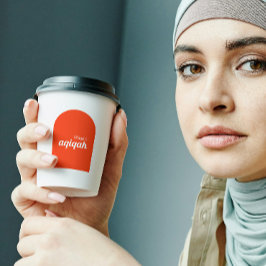 白オレンジカラー無地のプレーンAqiqah赤ちゃんシャワー 紙コップ